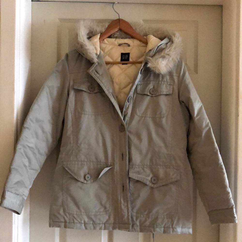 Gap puffer faux fur coat